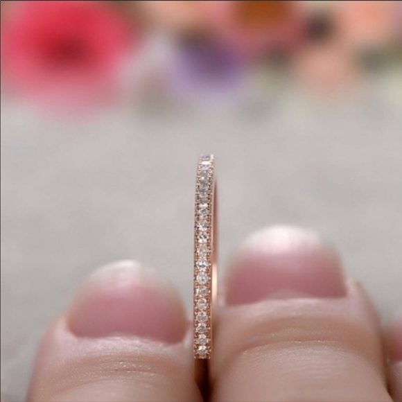 **18K Rose Gold Diamond Half Eternity Band - Picture 4 of 4